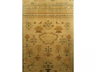 A Victorian sampler, by Phoebe Newbury dated August 22nd 1840, worked in