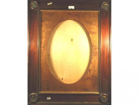 A late 19th Century mahogany picture frame with rondel corners with blue