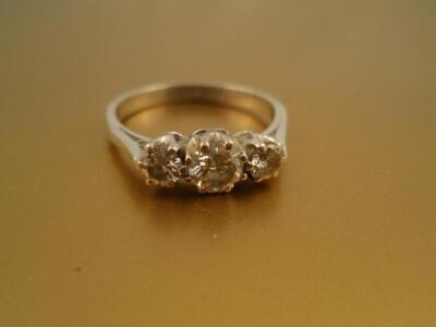 A three stone diamond ring