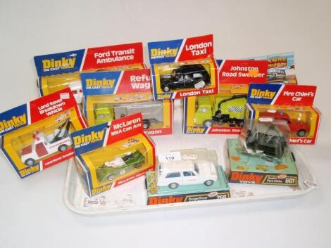 Dinky carded and boxed die-cast models including Range Rover ambulance 268