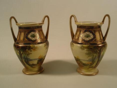 A pair of Noritake two handled vases