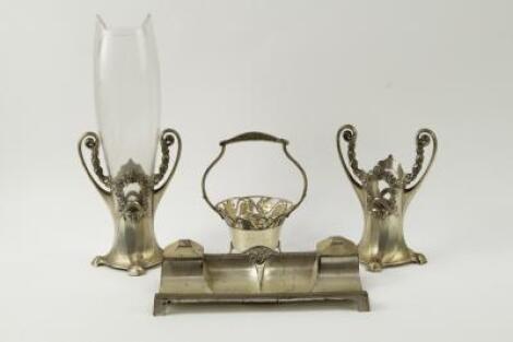 A WMF early 20thC metal desk stand