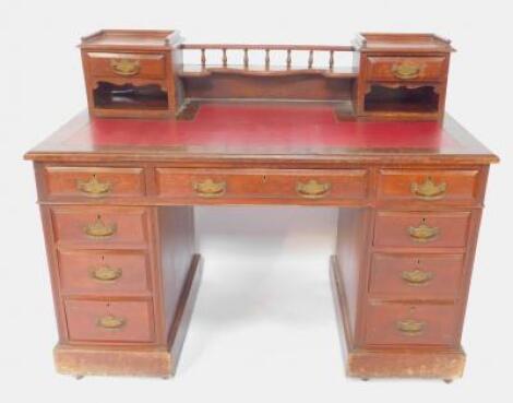 A Victorian mahogany twin pedestal desk