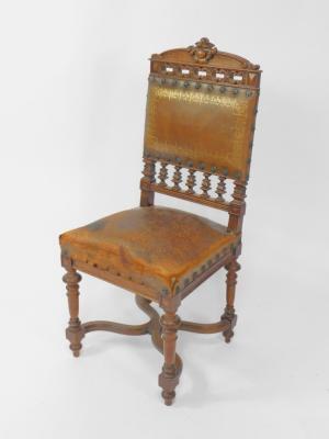 A Victorian oak Jacobean style single chair