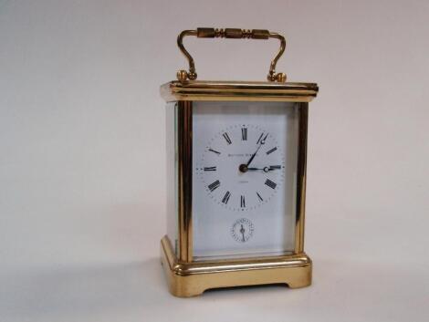 A modern Matthew Norman gilt metal carriage clock