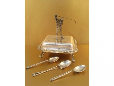 Three silver golfing trophy spoons from 1951