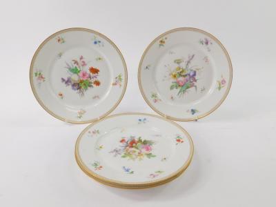 A set of four Sevres late 19thC porcelain plates