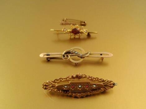 Three Victorian bar brooches