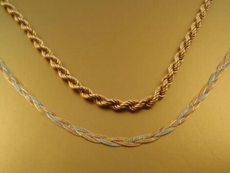 A 9ct gold rope twist neck chain