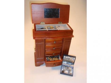 A jewellery box and contents of costume jewellery