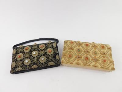 Two Indian silk evening bags