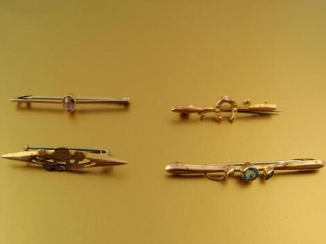 Four Victorian bar brooches