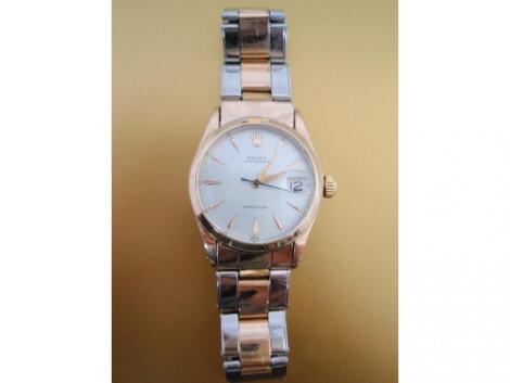 A mid size bi-colour metal bracelet wristwatch