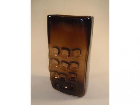 A Whitefriars cinnamon nuts and bolts rectangular vase