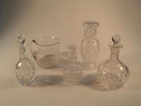 Five items of cut glass