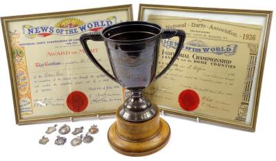 Early darts and darting trophies awards etc.