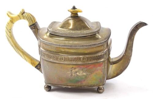 A George III rectangular silver teapot