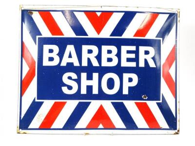 A 20thC enamel Barber shop sign