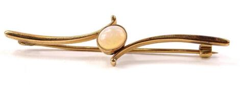 A 9ct gold opal bar brooch