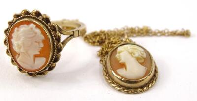 Two items of cameo jewellery