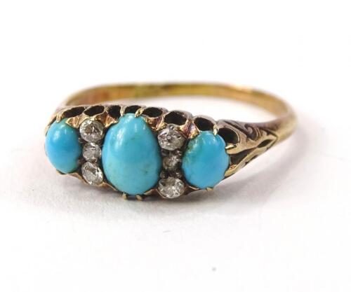 A turquoise and diamond set dress ring