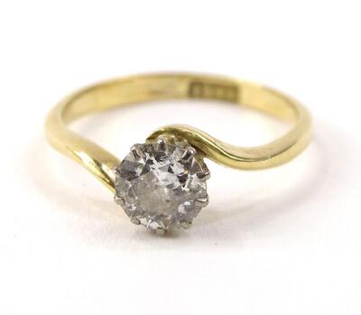 A diamond solitaire ring