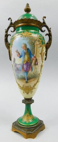 A late 19thC Sevres style porcelain vase