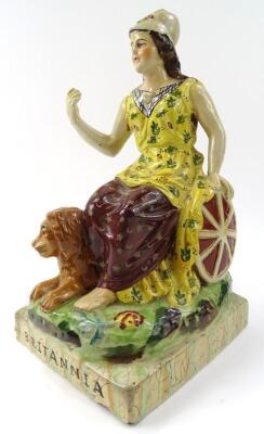 A 19thC style Staffordshire pottery figure of Brittannia