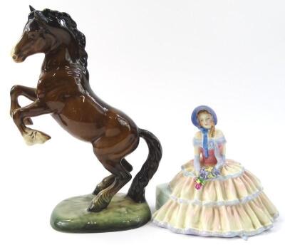 A Beswick rearing horse figure