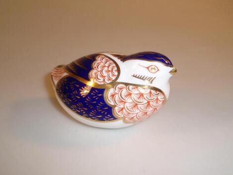 A Royal Crown Derby partridge paperweight decorated in the Imari palette