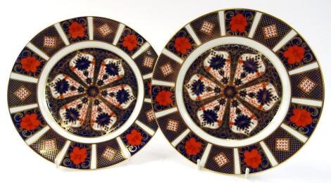 Two Royal Crown Derby Imari pattern side plates