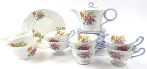 A mid 20thC Shelley floral pattern part tea service