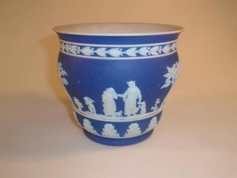 A Wedgwood blue jasper cachepot of ogee form