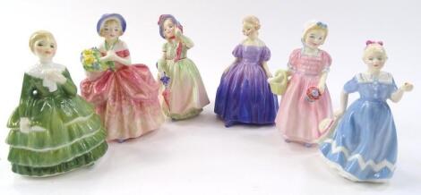 Six various miniature Royal Doulton figures