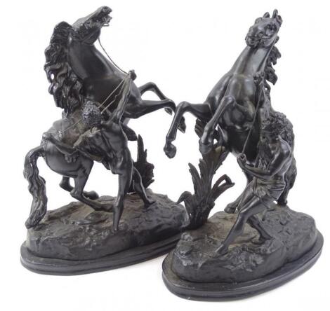 A pair of Marley horse figure groups