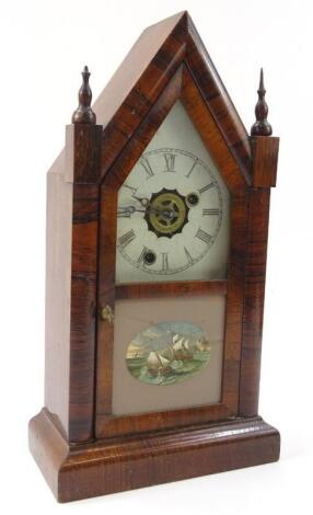 A late 19thC rosewood Ansonia mantel clock