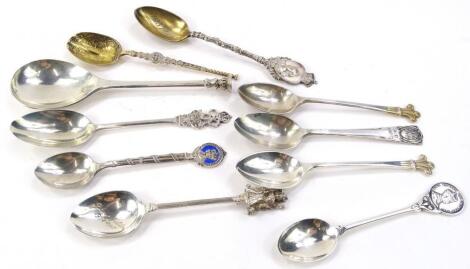 Various modern silver and other collectable spoons