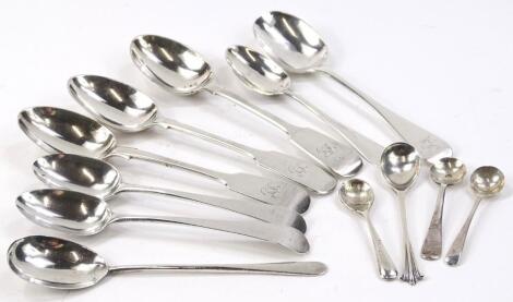 Various silver teaspoons preserve spoons etc.