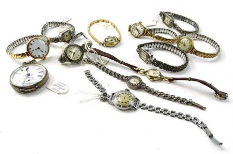 A collection of ladies marcasite and cocktail watches