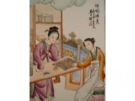 A set of four Chinese painted porcelain panels