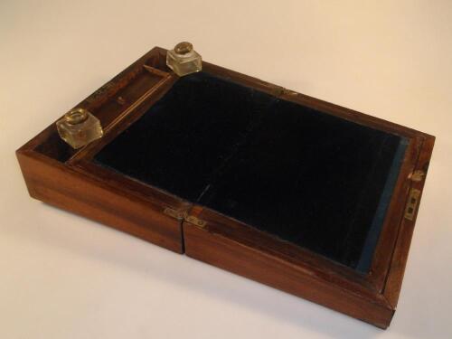 A Victorian rosewood writing box inlaid with mother-of-pearl