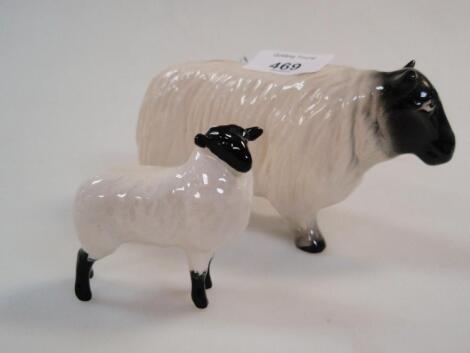 A Melba ware figure of a sheep