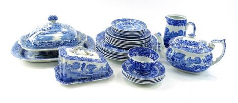 Various blue and white pottery