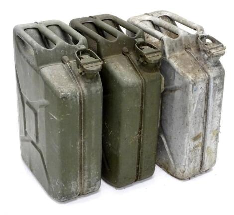 Various metal army and other petrol cans. (3)