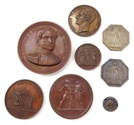 Various Continental bronzed and other medallions