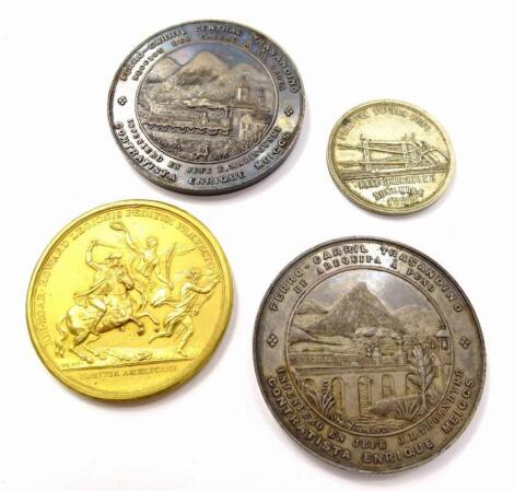 Various silver coloured and gilt medallions