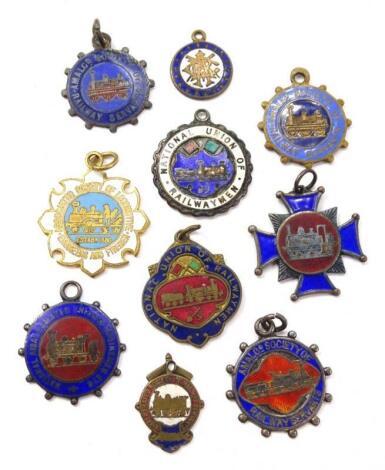 Various railway related enamel badges