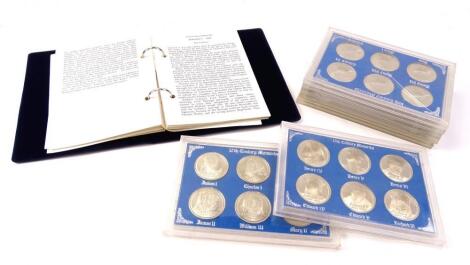 Seven sets of six medallions from the British Monarchs series