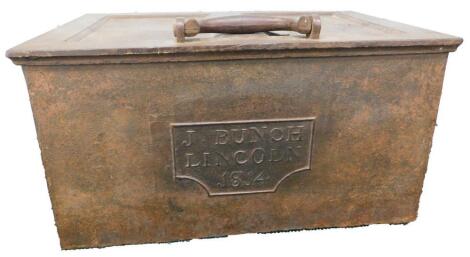 A 19thC Carron cast iron strong box
