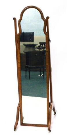 A walnut cheval mirror